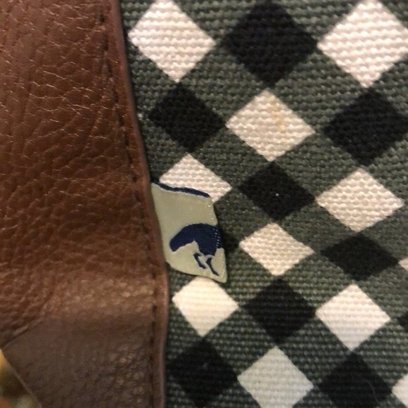 Sloane Ranger black and white checkered gingham print medium tote shoulder bag - Picture 8 of 10